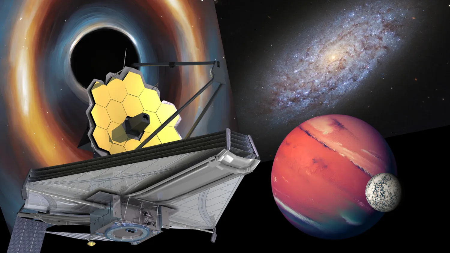 Mehr über den Artikel erfahren Das James-Webb-Weltraumteleskop wird im nächsten Jahr unter anderem schwarze Löcher, Exomonen und dunkle Energie untersuchen