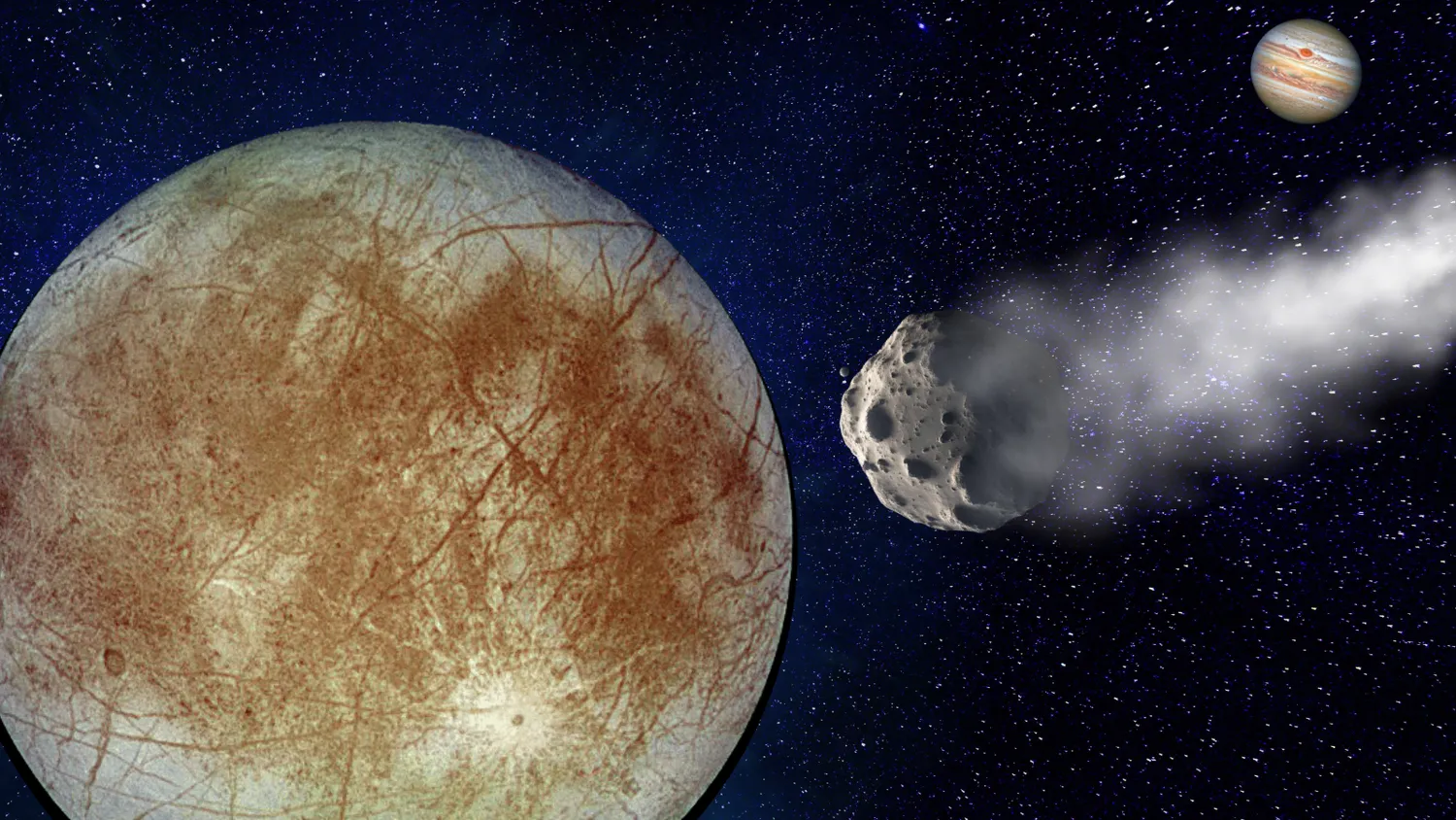 Mehr über den Artikel erfahren Eine „Schneeballschlacht“ könnte Wissenschaftlern helfen, Leben auf dem Jupitermond Europa zu finden