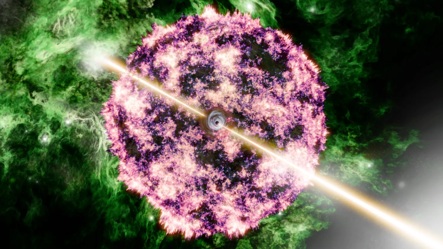 Mehr über den Artikel erfahren Wissenschaftler entschlüsseln die Geheimnisse der Gammastrahlenausbrüche – die stärksten Explosionen des Universums