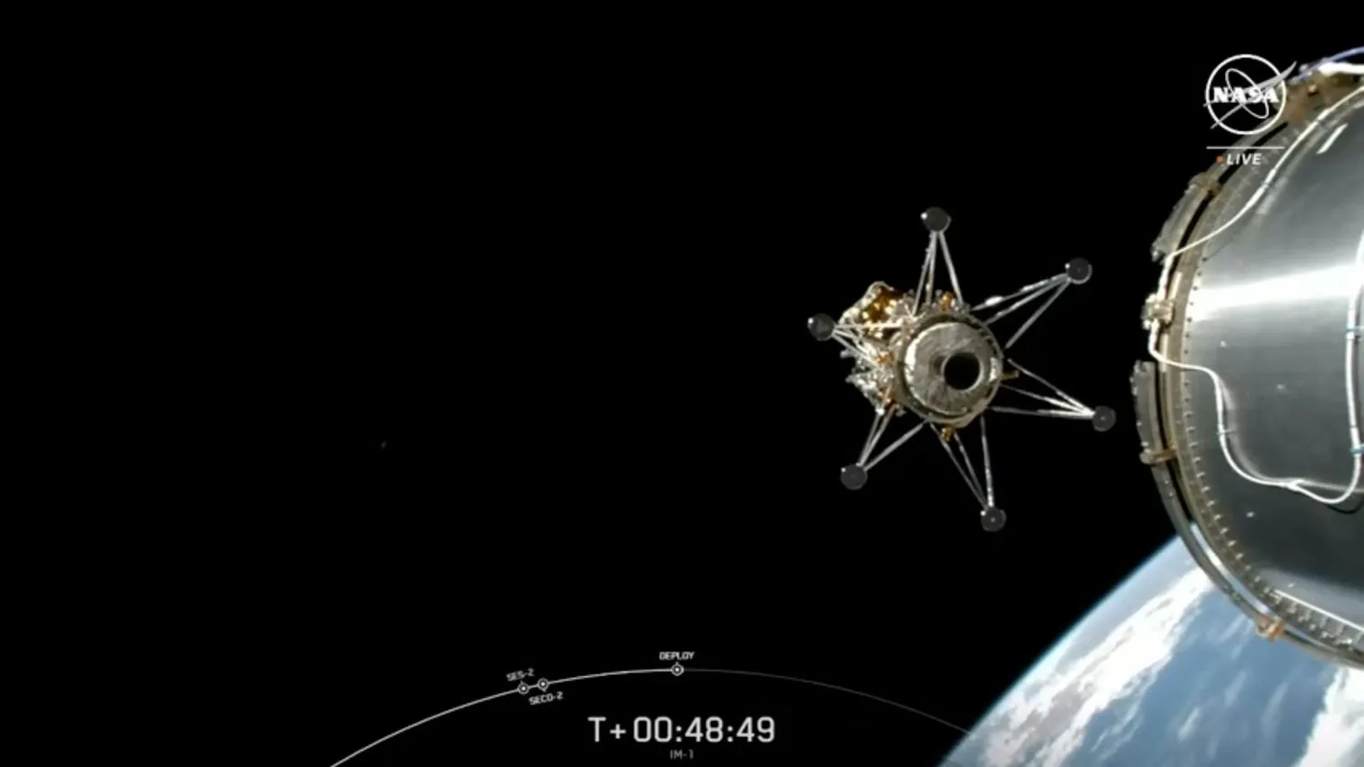 Mehr über den Artikel erfahren Private Odysseus-Mondlandefähre nimmt nach SpaceX-Start Kurs auf den Mond
