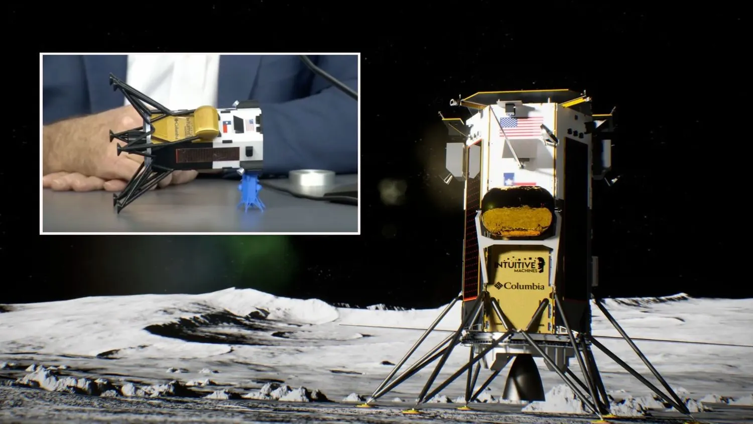 Mehr über den Artikel erfahren Odysseus-Lander von Intuitive Machines kippt bei „pikanter“ Mondlandung auf dem Mond um