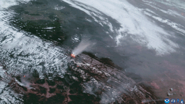 Mehr über den Artikel erfahren Starke Waldbrände, die Kanada verwüsten, auf Satellitenbildern festgehalten