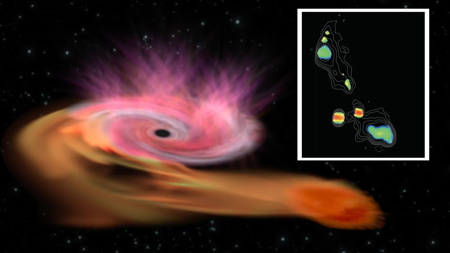 Mehr über den Artikel erfahren Warum sind die Strahlen einiger supermassereicher Schwarzer Löcher so kurz? Astronomen haben den Fall vielleicht geknackt