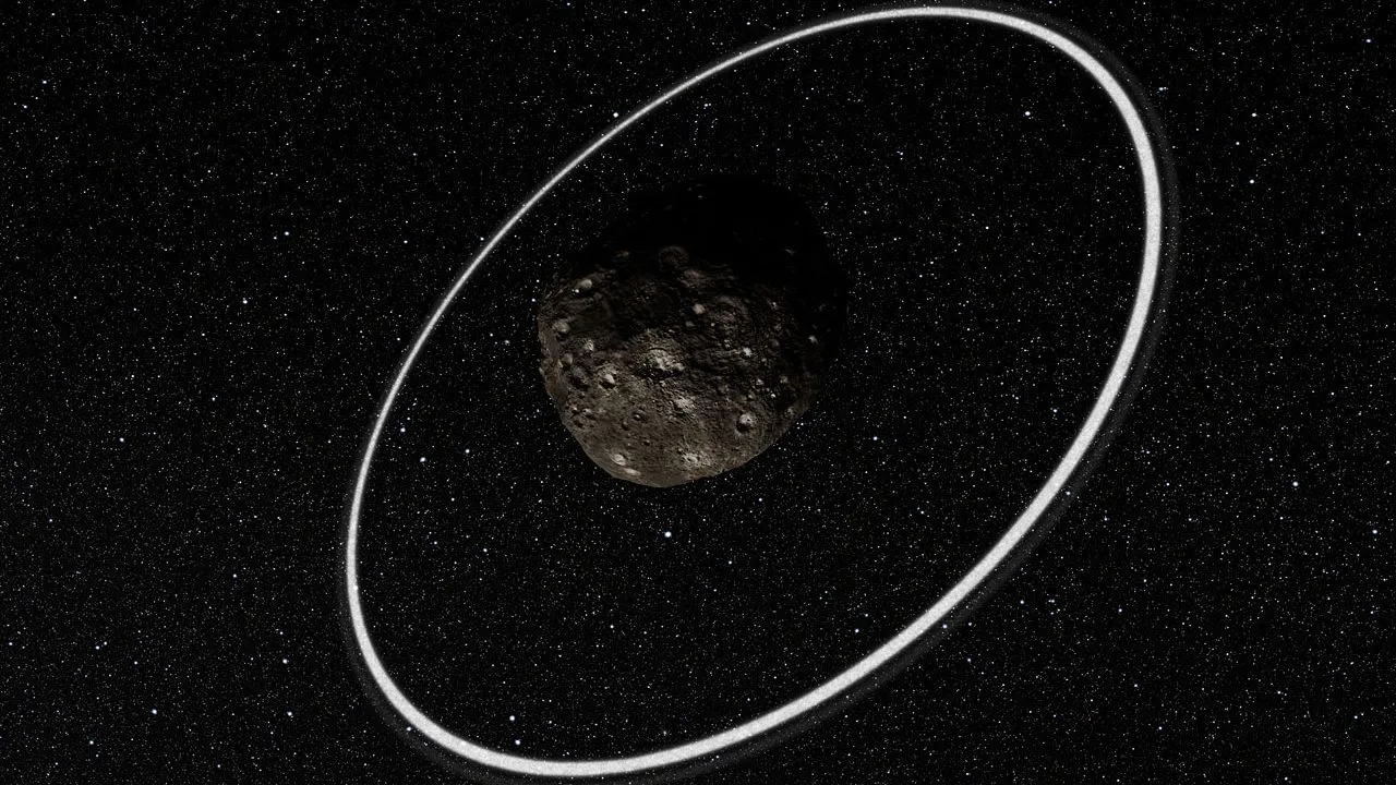 Mehr über den Artikel erfahren Winziger Mond könnte die Ringe des bizarren Weltraumfelsens Chariklo an Ort und Stelle halten