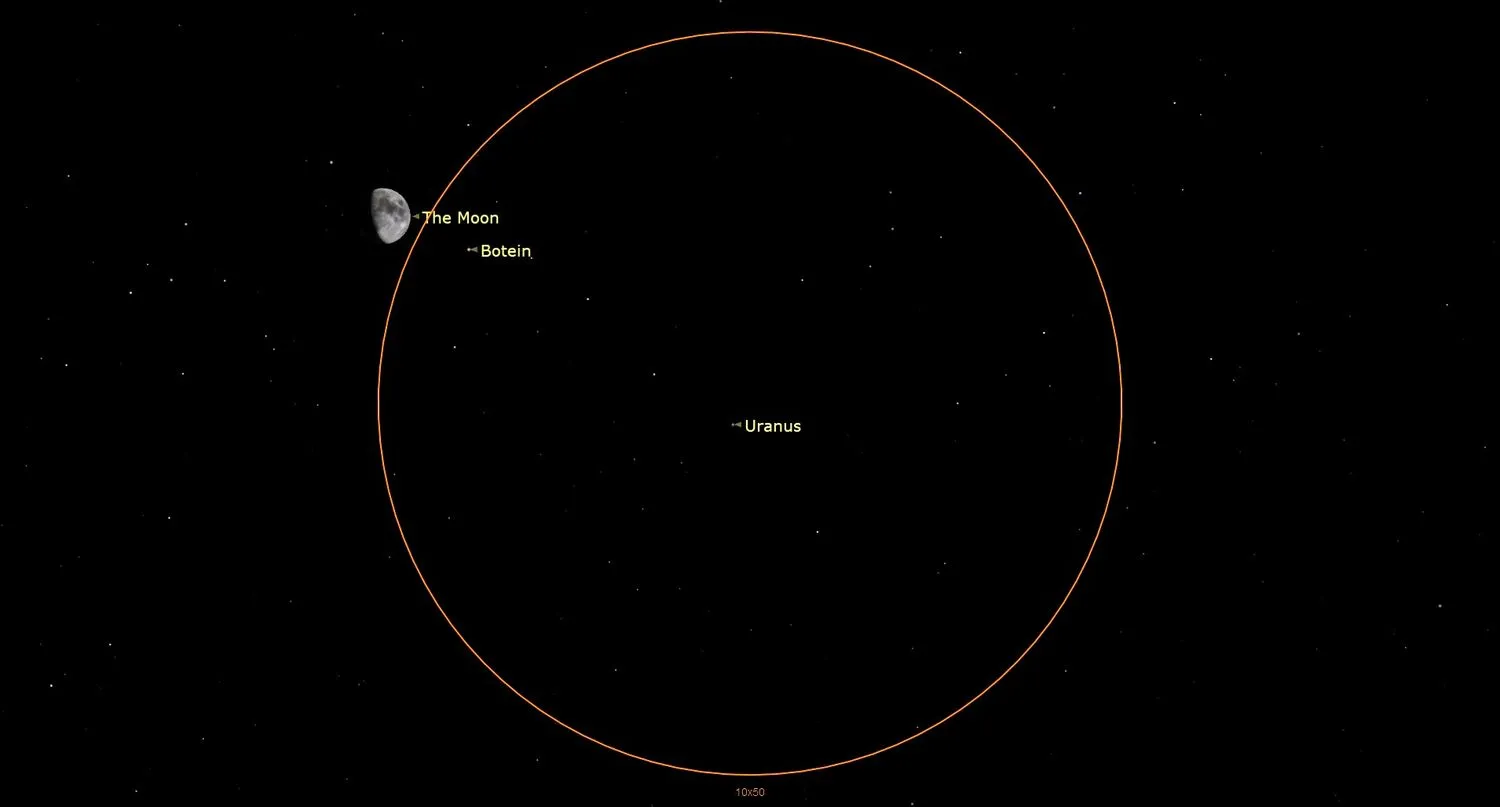 Mehr über den Artikel erfahren Benutze den Mond, um heute Abend Uranus am Nachthimmel zu finden